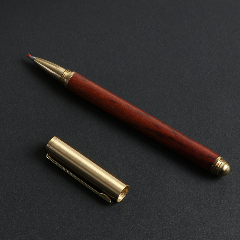 Wooden business pearl signature pen, brass solid wood pen clip, gel pen, LOGO printed, laser customized signature pen pic 33