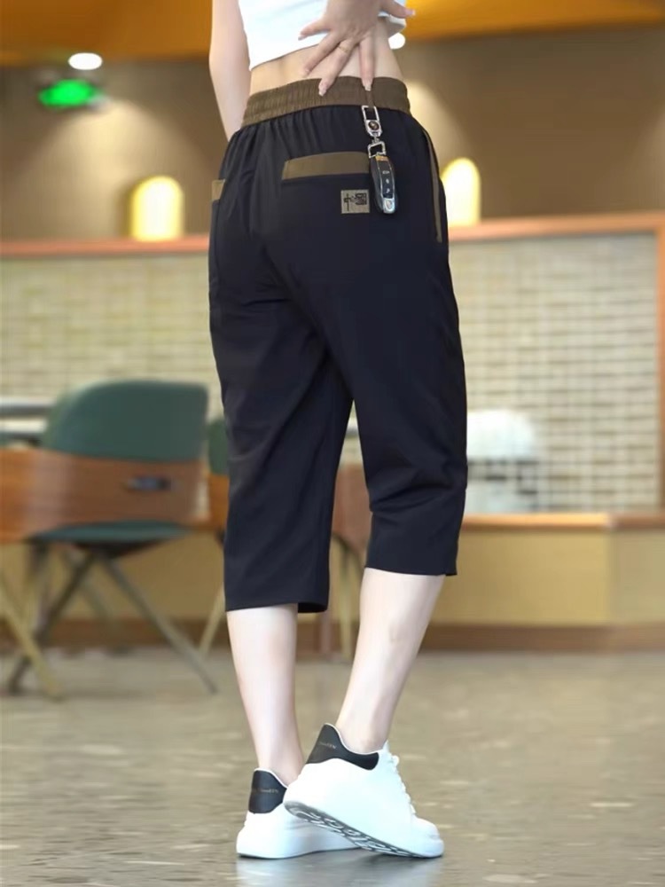 直筒休闲裤女夏季薄款冰丝速干运动裤潮流时尚百搭弹力女士七分裤详情12