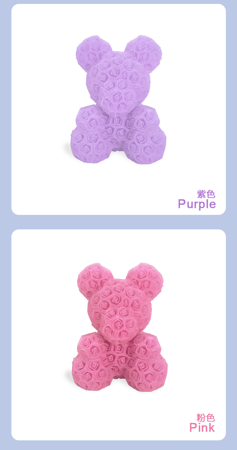 源头厂家直销3D打印玫瑰花小熊情人节礼物摆件永生玫瑰熊多色可选详情10