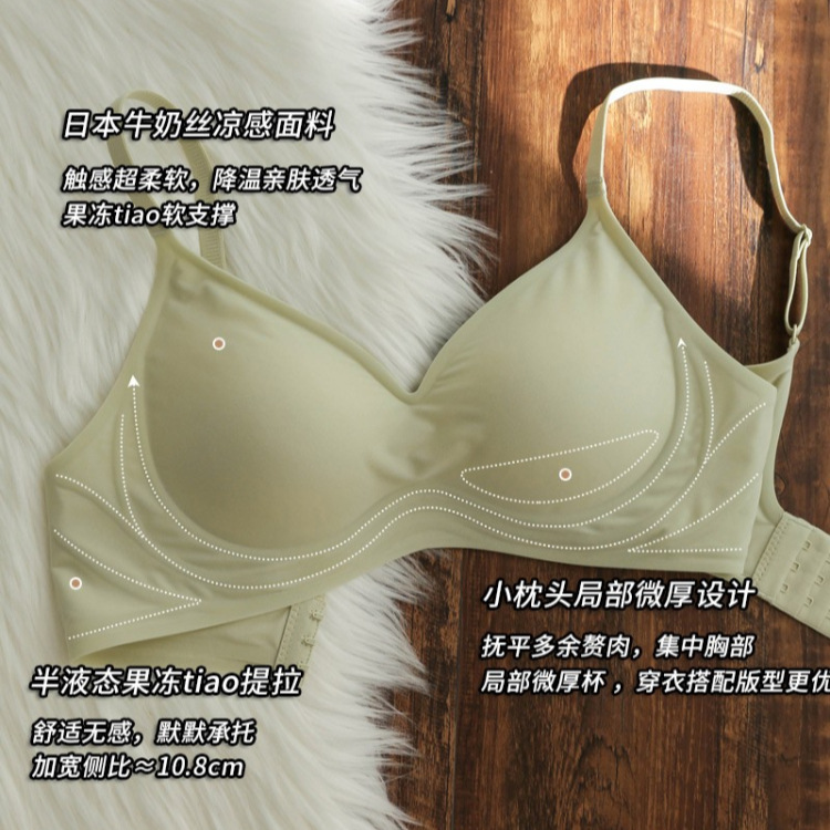 Jelly ice thread traceless large breast slimming underwear for women, thin summer gathering without underwire bra, wholesale of accessory breast underwear pic 4