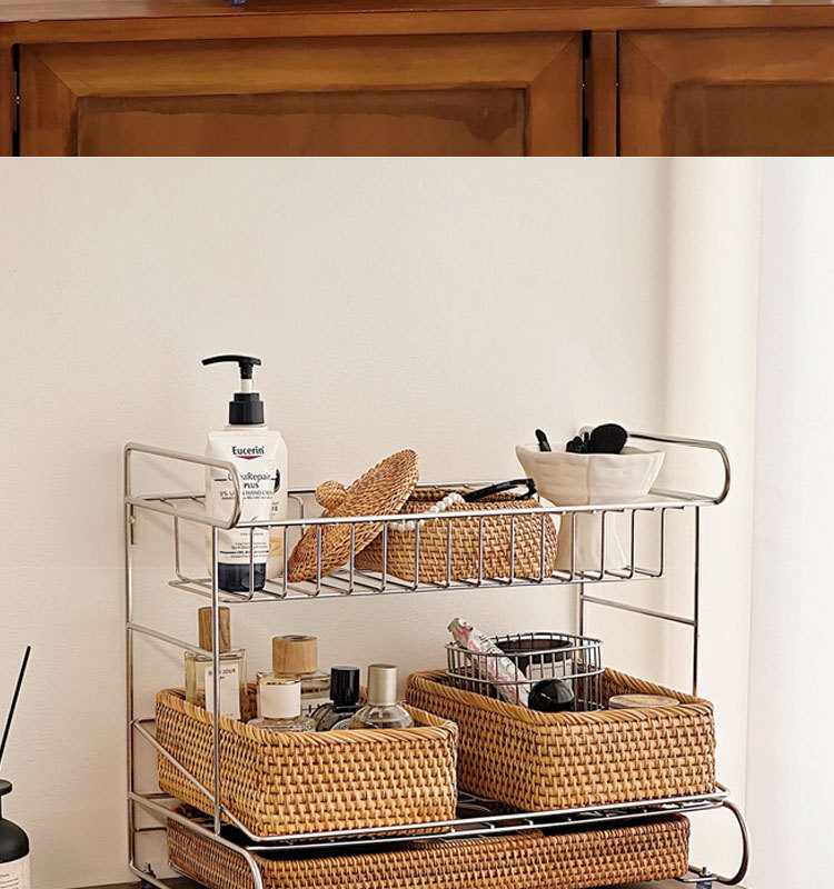 轻奢高级感304不锈钢多功能三层香水化妆品台面收纳整理置物架详情10