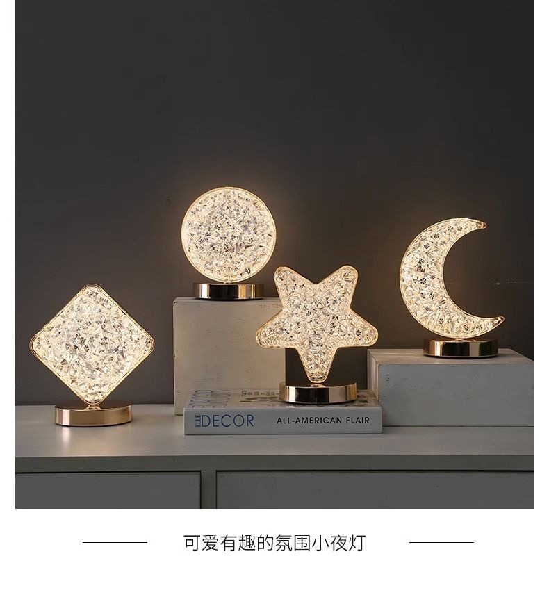Cross-border star and moon decoration, charging eye-protecting desk lamp, atmosphere bedroom, convenient touch bedside lamp, creative night light pic 13