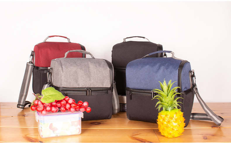 In-stock double-layer insulated lunch bags, adult lunch bags, unisexual insulated bags, leak-proof large insulated bags pic 15