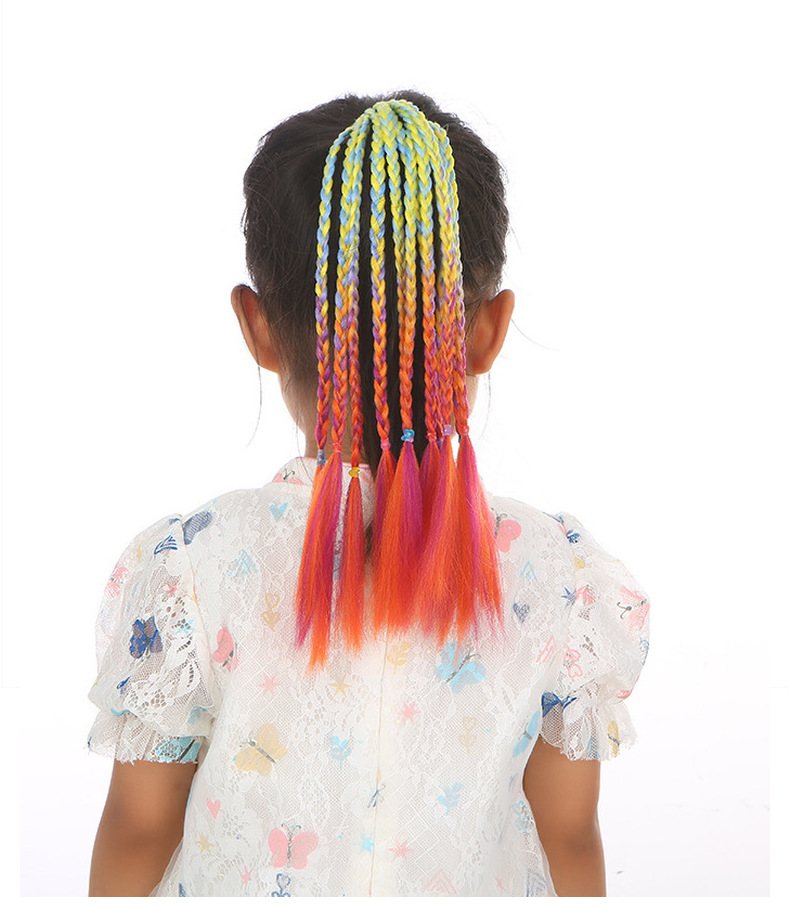 Colorful braids for children, hip-hop gradient short braids, hair bands, ponytails, dreadlocks, wigs, European and American Tibetan hair accessories pic 26
