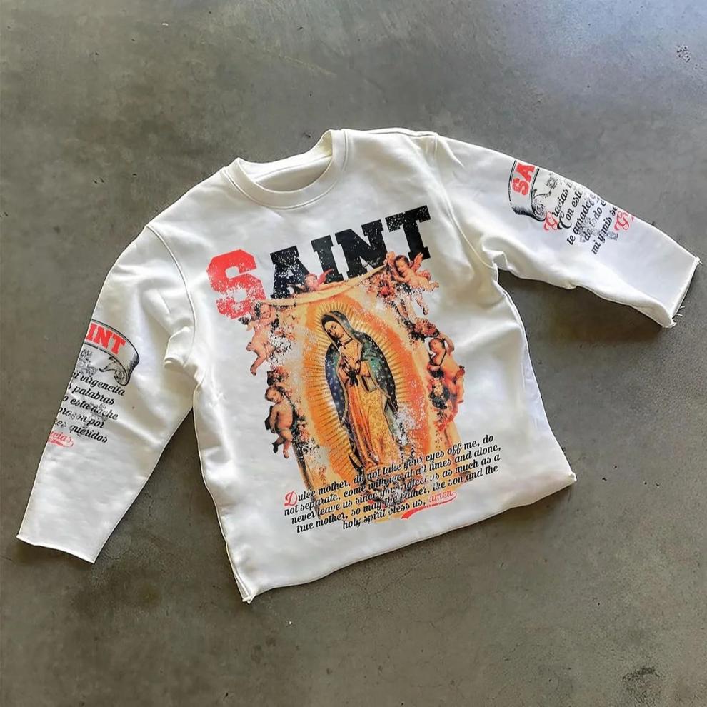 2026 Cross-border street classic printed T-shirts for men, loose T-shirts for men and women, hip-hop street printed T-shirts for couples pic 5