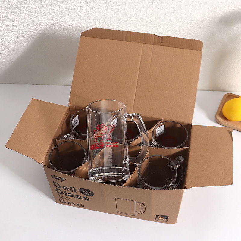 Wholesale beer mugs, large-capacity glass cups, heat-resistant belts, thickened water cups by 0.4, beer mugs, draft beer juice cups pic 19