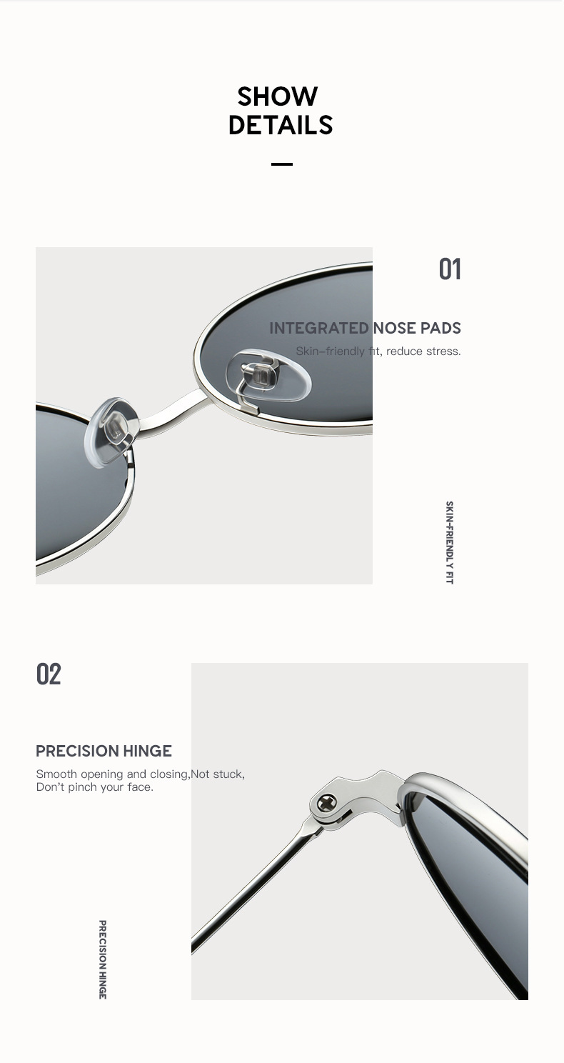 亚马逊男女同款偏光太阳镜复古太子镜速卖通8020圆框驾驶墨镜详情6