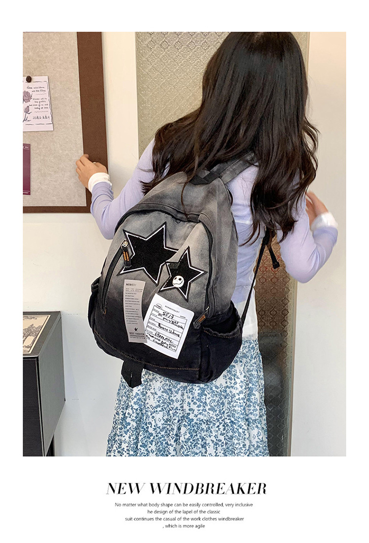 The new color-block soft backpack with pleated material, waterproof outdoor hiking bag, casual sports bag and student schoolbag trend pic 8
