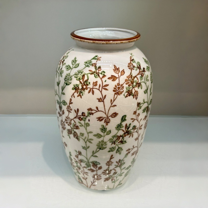 Double-eared ceramic ice-cracked small flower vase for water-grown flowers, hand-painted flowerpot ceramic vase pic 15