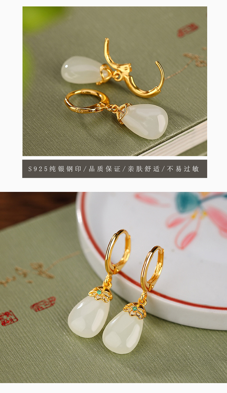 Серебряное серебро S925, серебряное позолоченное золото и элегантные серебристые сережки с тонкой каплей pic 6