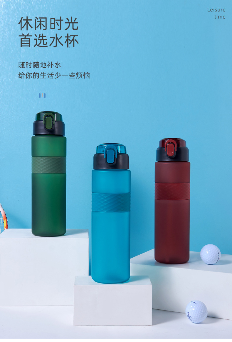 工厂定制跨境便携塑料水杯户外运动直饮大容量水壶弹盖防烫太空杯详情6