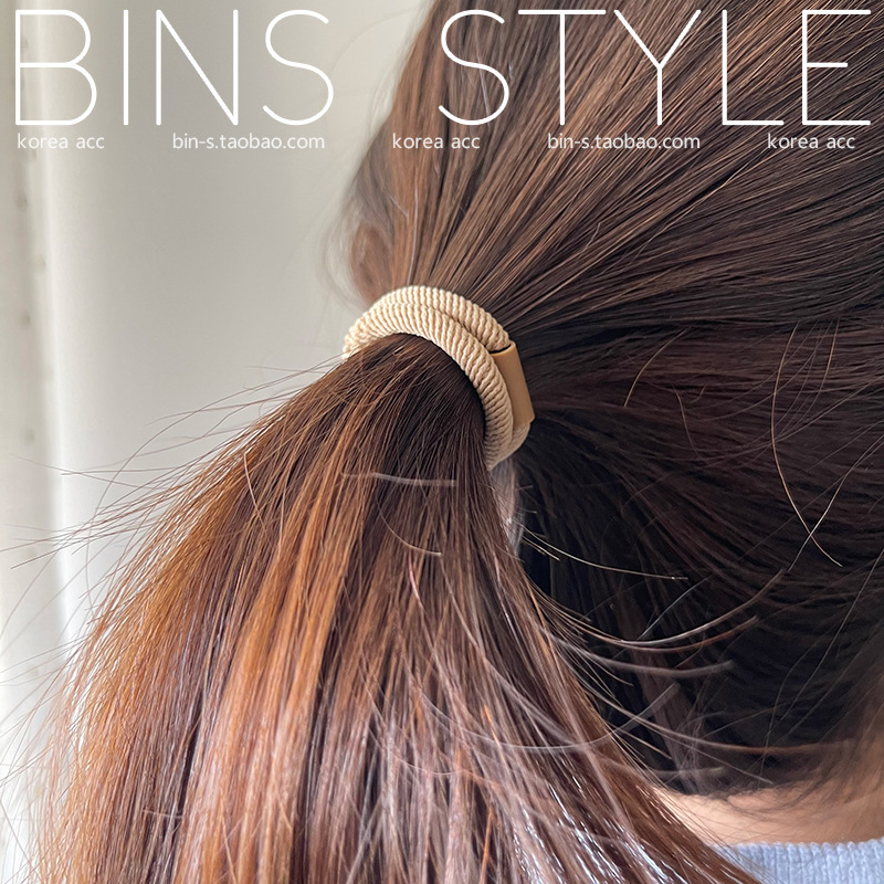 韩式棕色系高弹力发绳基础好用皮筋大地色斜纹扎发耐用头绳发饰详情6