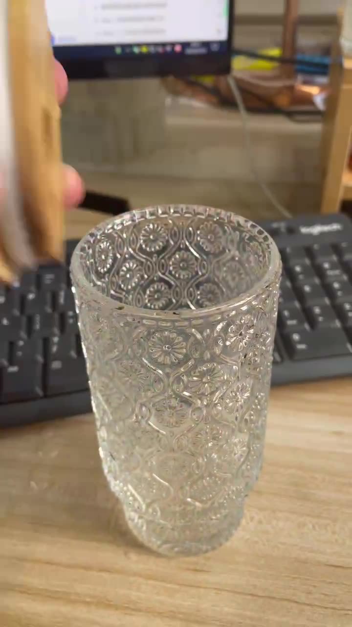 跨境亚马逊水杯创意简约竖纹叠叠杯高颜值果汁饮料吸管双饮玻璃杯详情10