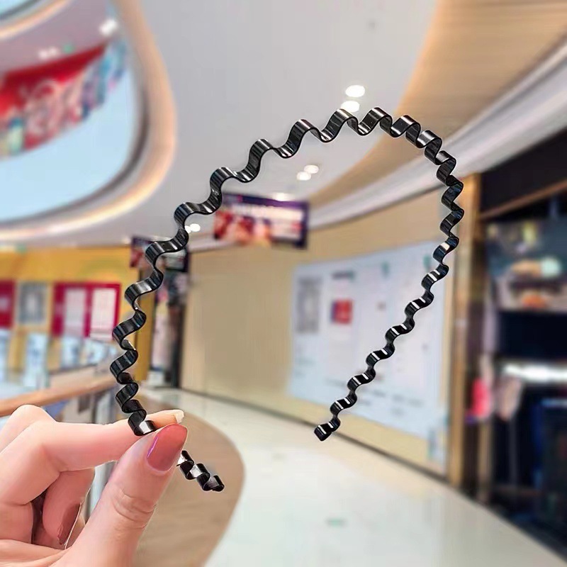 日韩男女发箍背头运动黑色波浪铁头箍钢丝弹簧头扣2元店货源头饰详情4