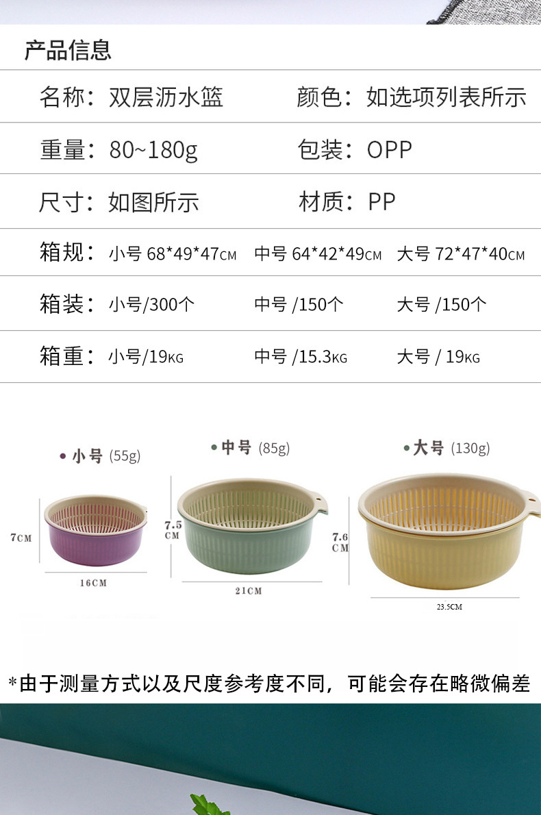 沥水篮双层洗菜盆厨房家用多功能塑料圆形漏水篮水果篮子工厂批发详情2