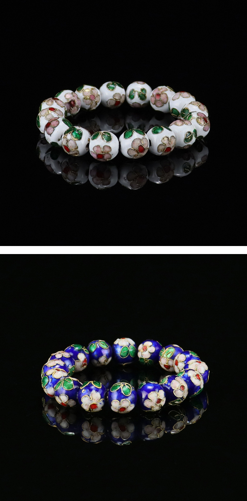 Beijing Cloisonne classical ethnic style jewelry, cloisonne enamel filigree silver blue round bead bracelet pic 39
