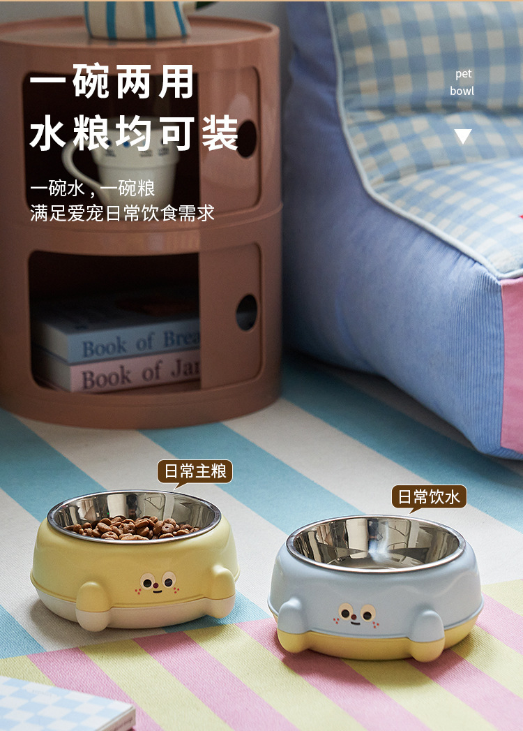 Factory pet bowl, stainless steel cat slanted neck guard drinking bowl, high-legged single bowl cat bowl, anti-slip and anti-tipping tableware pic 3