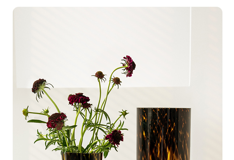 富雅花瓶中古风高级感豹纹玳瑁插花摆件轻奢创意客厅ins风批发详情14