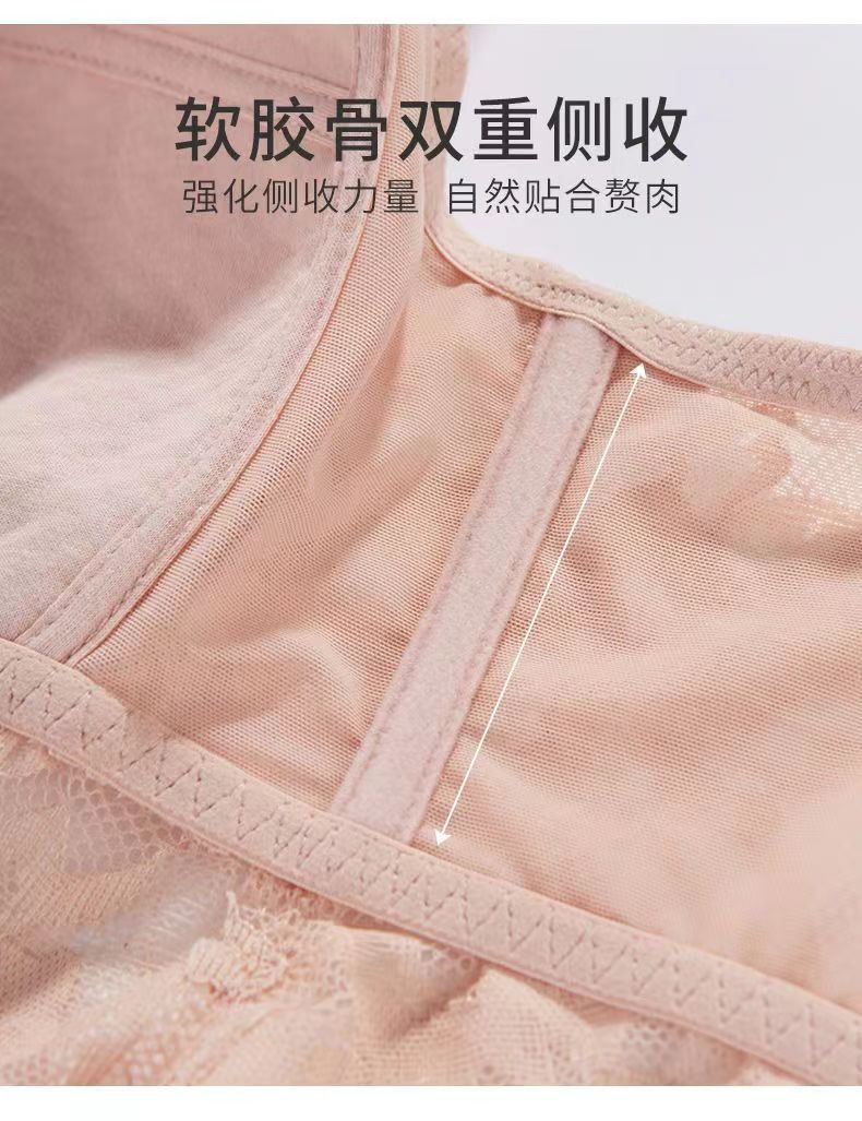 抹胸防走光全罩杯内衣大胸显小薄杯无钢圈防下垂美背蕾丝大码文胸详情10