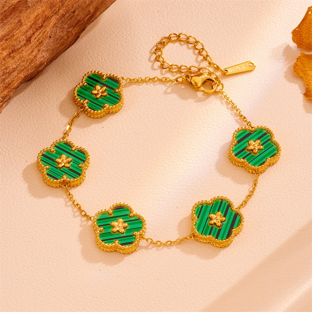 跨境款不锈钢五叶草项链 18k金简约ins钛钢不掉色梅花项链饰品女详情7