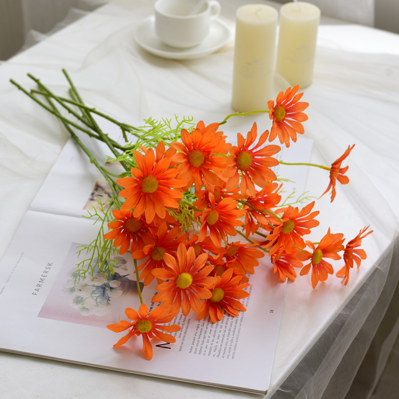 仿真5头小雏菊洋甘菊假花绢花家居装饰摆件花束拍摄道具厂家批发详情12