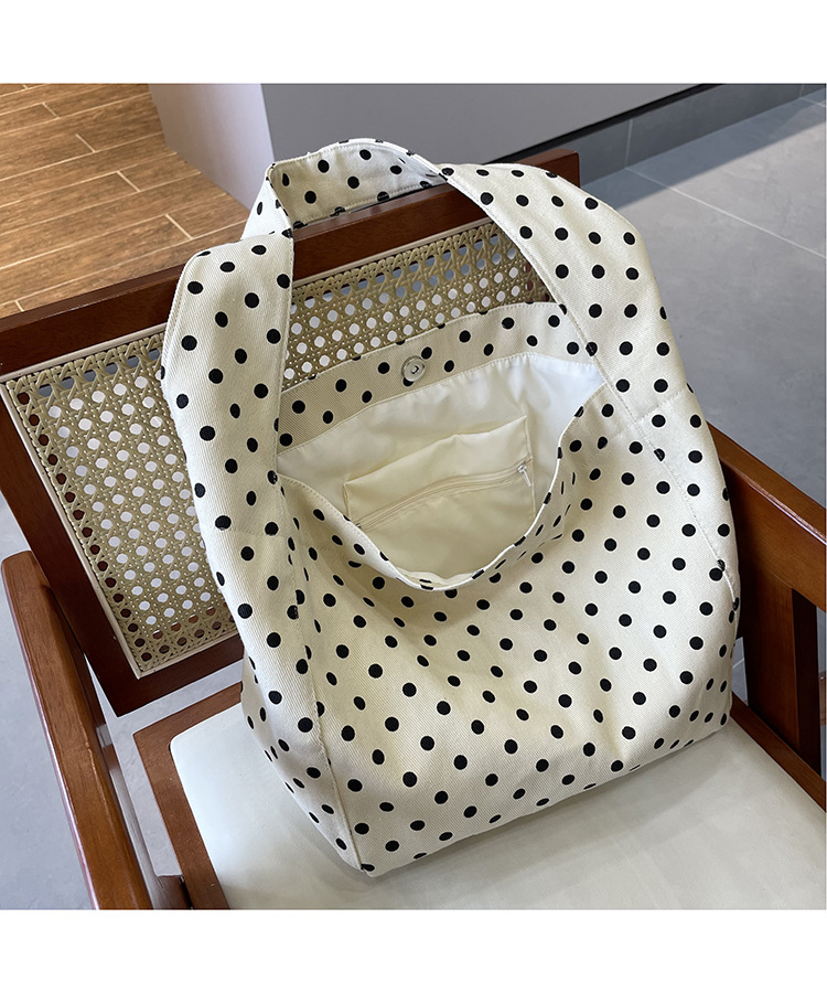 韩系小众ins牛仔帆布包休闲简约布袋大容量学生单肩托特包波点包详情5