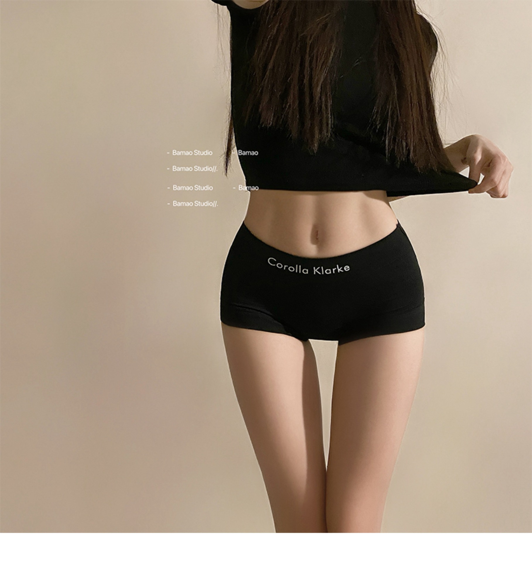 运动风撞色平角无痕纯棉内裤女士抑菌石墨烯裆包臀中腰女生四角裤详情9