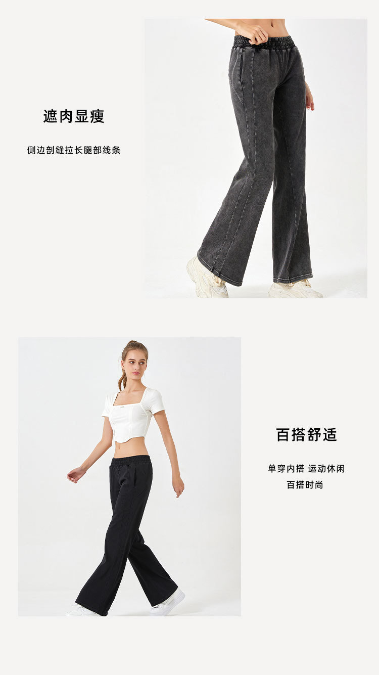 春夏新款高腰宽松百搭牛仔裤女高弹显瘦双口袋松紧运动健身休闲裤详情23