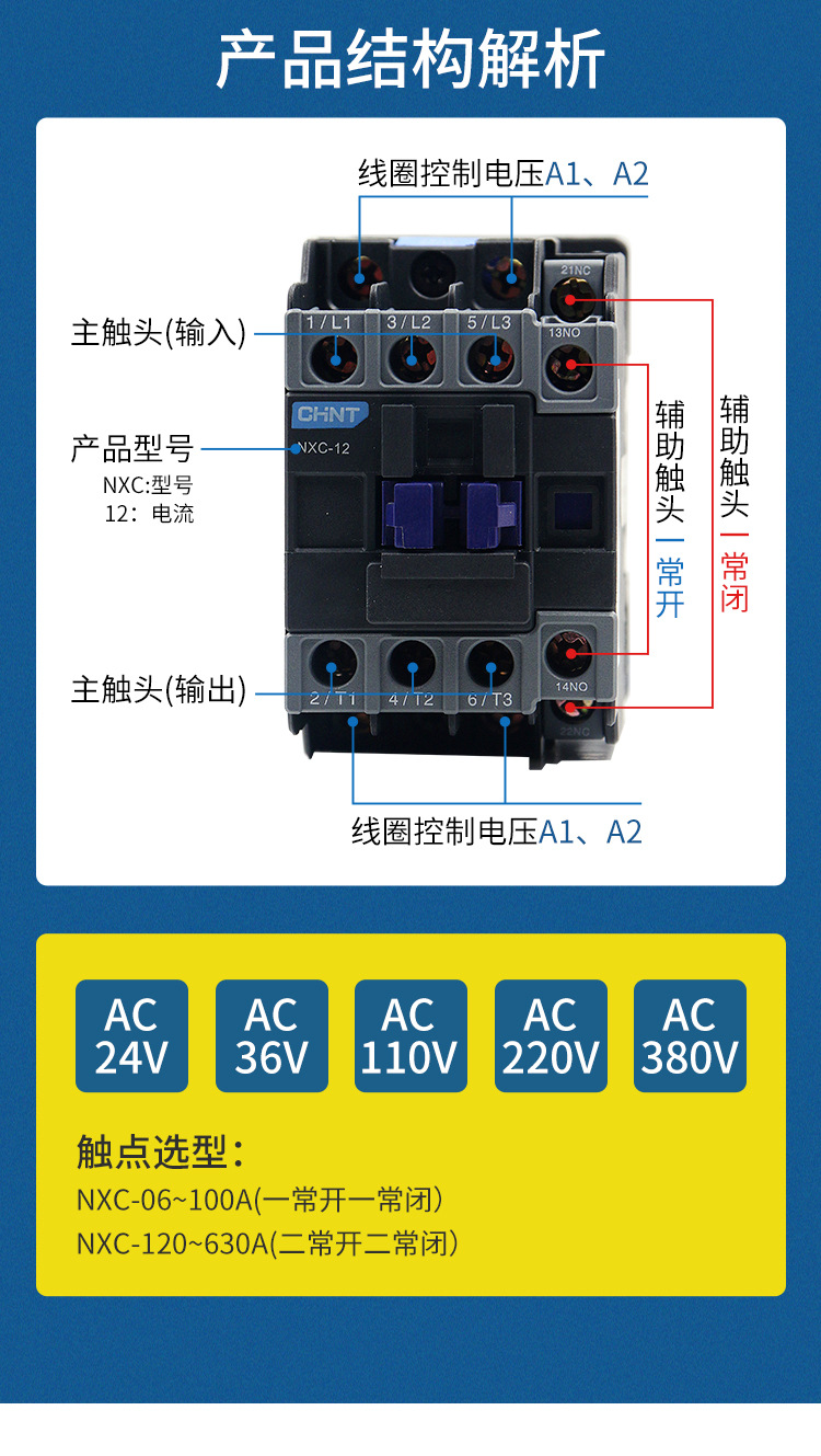 正泰交流接触器220V CJX2-1210三相380V NXC-09 18 3210 6511 24V详情15