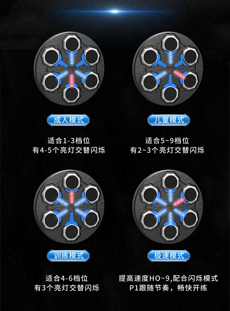 Y跨境热销智能音乐拳击靶儿童拳击机拳击墙家用健身拳击训练器材详情12