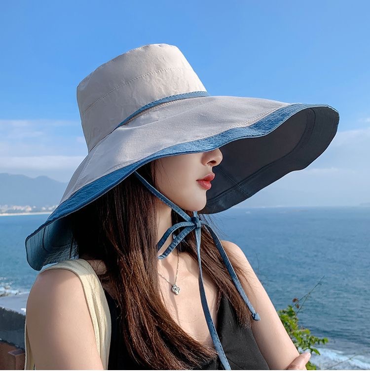 超大檐渔夫帽大沿女夏遮脸双面加大帽檐遮阳防晒帽子防紫外线太阳详情14