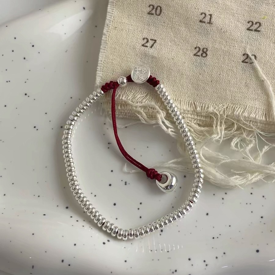 Safe and Joyful s925 sterling Silver bracelet for Women, a niche red string bracelet with an ins style, a versatile bracelet pic 4