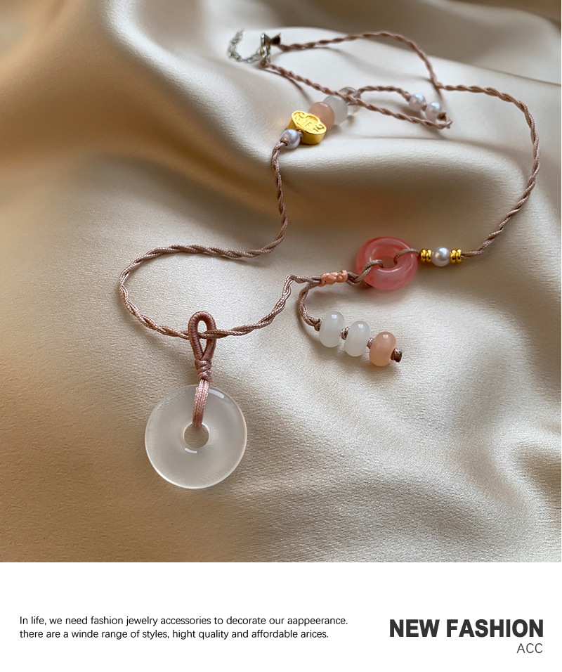 New Chinese-style peace buckle woven necklace for women, a niche design, with a sense of sophistication, sweetness, fashion, versatility and individuality pic 7