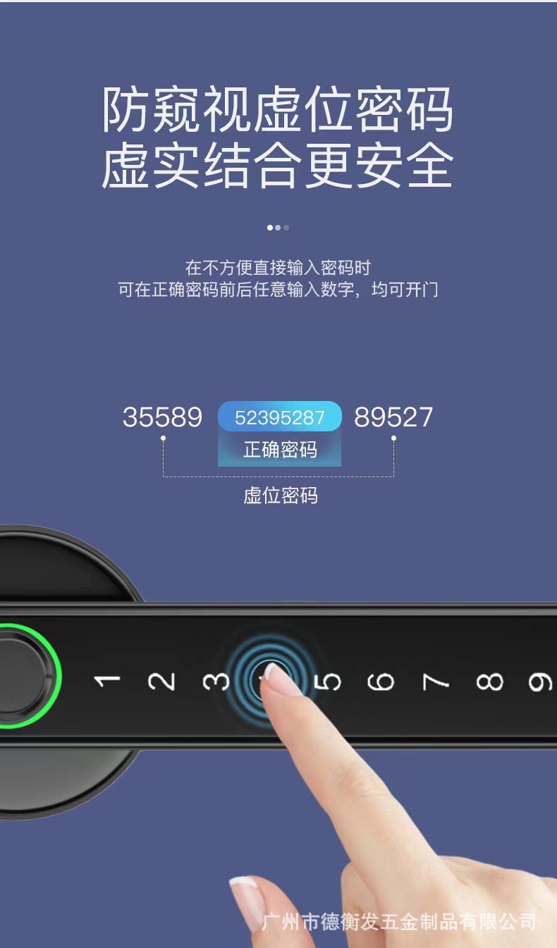 新款跨境涂鸦智能木门锁蓝牙控制室内房间卧室办公静音密码指纹锁详情10