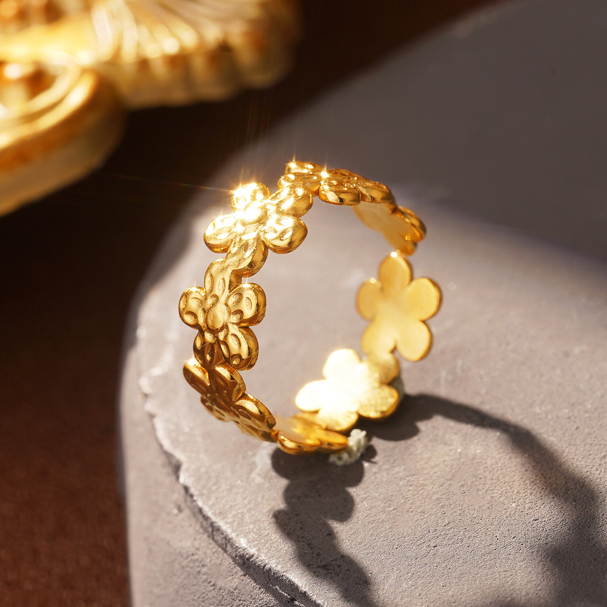 Retro European and American geometric stainless steel ring, non-fading shell geometric shape, fashionable and simple titanium steel index finger ring pic 28