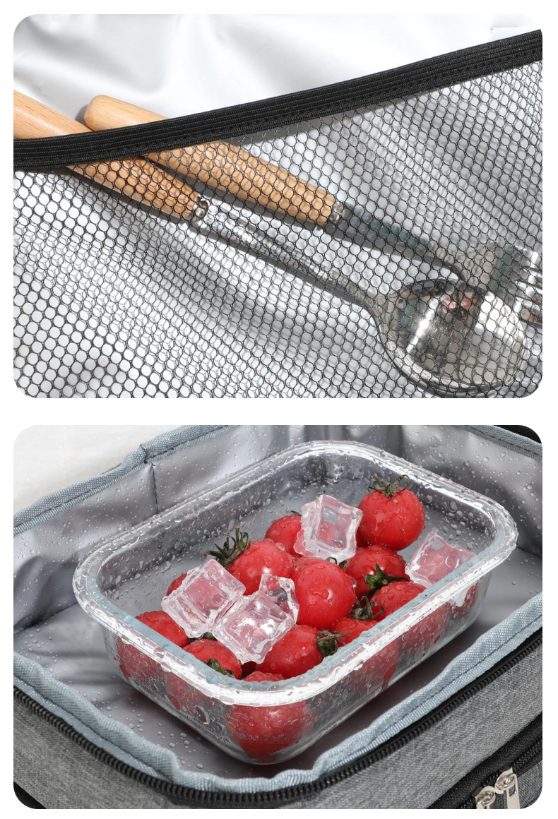 跨境热销双层午餐包牛津布加厚便携保鲜冰包铝箔餐包手提保温包详情12
