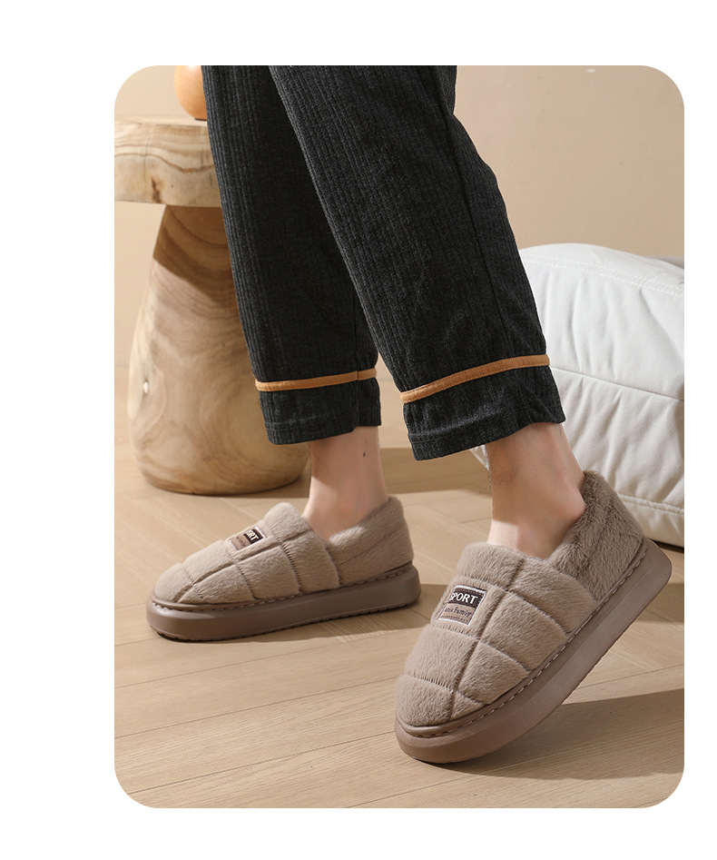 Zapatos de algodón de felpa más tamaño bolsa de talón zapatillas de algodón para hombres invierno interior hogar antideslizante plataforma extendida zapatos de algodón al por mayor pic 10