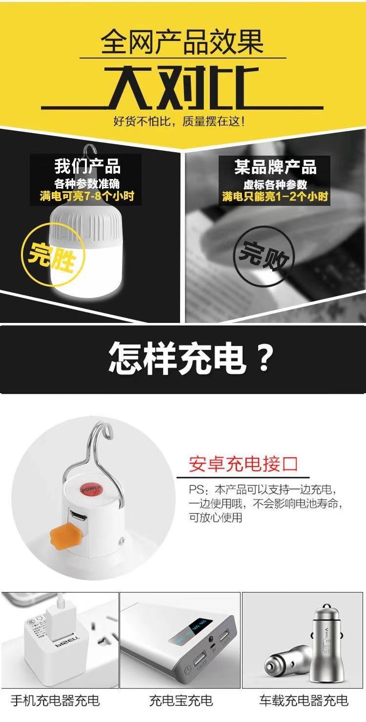 【支持代发】充电灯泡超亮照明无线夜市摆摊野外露营家用停电应急详情7