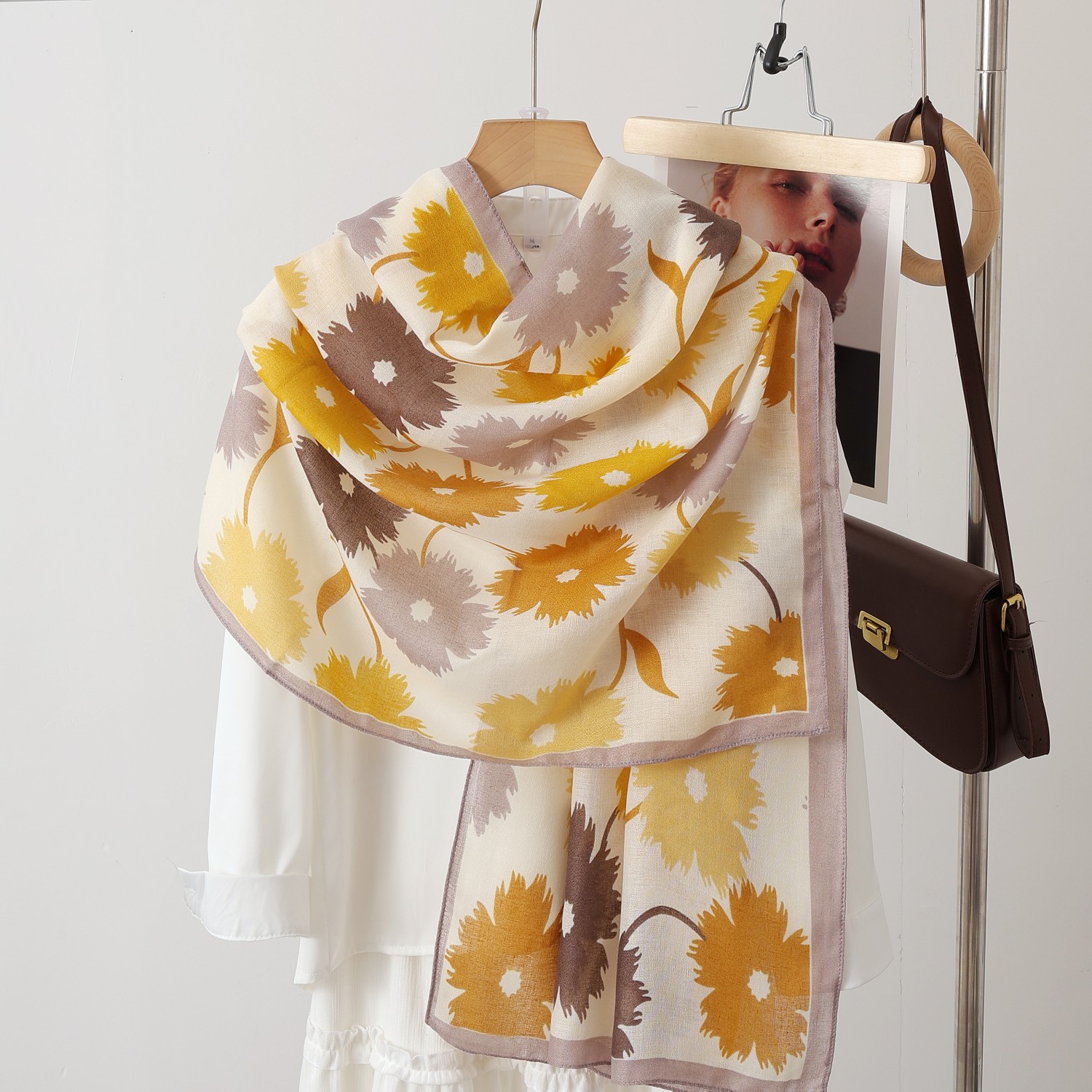 A color-blocked fashionable faux wool scarf, a thin and warm silk scarf, a large shawl, and a fashionable cape long scarf for women pic 12