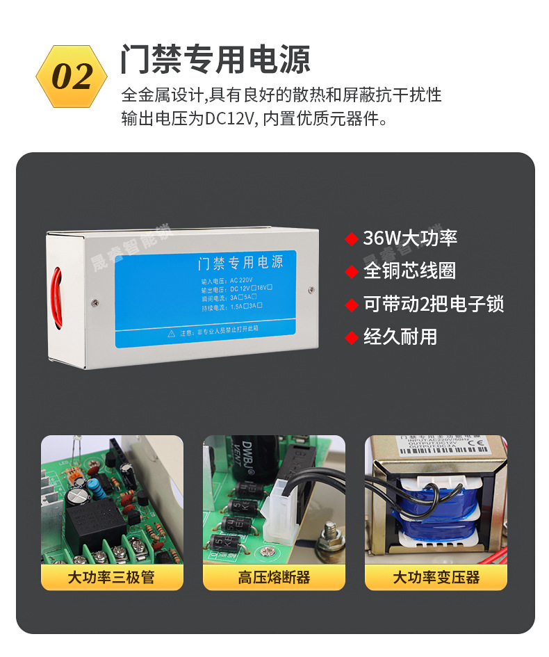 门禁电子门锁消防门磁力锁电插锁套装防火门密码刷卡一体磁吸锁详情10