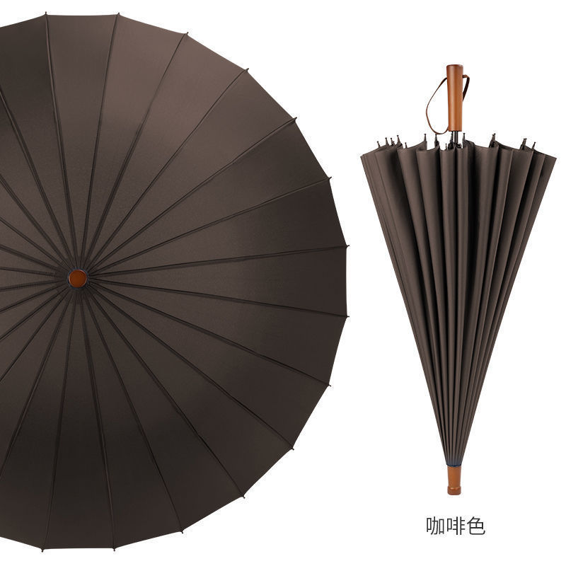 24骨直杆复古实木柄雨伞男士伞雨伞长柄伞大号雨伞现货批发广告伞详情11