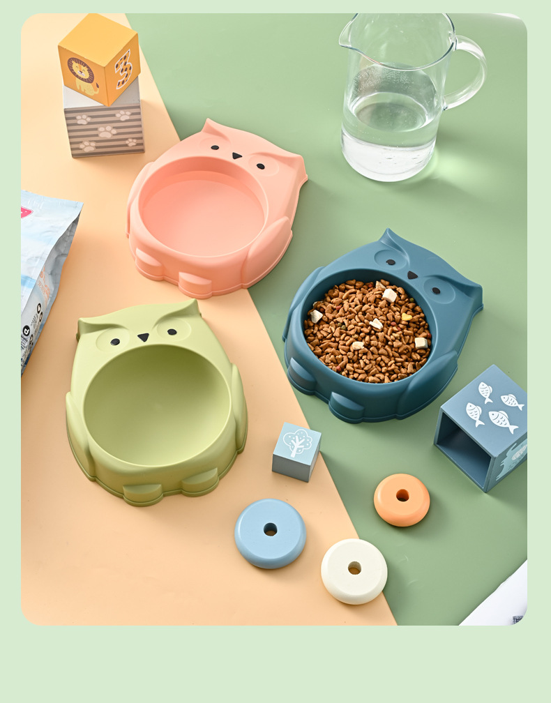 宠物碗批发猫头鹰卡通元素大容量猫碗防滑防打翻狗狗食具宠物用品详情14
