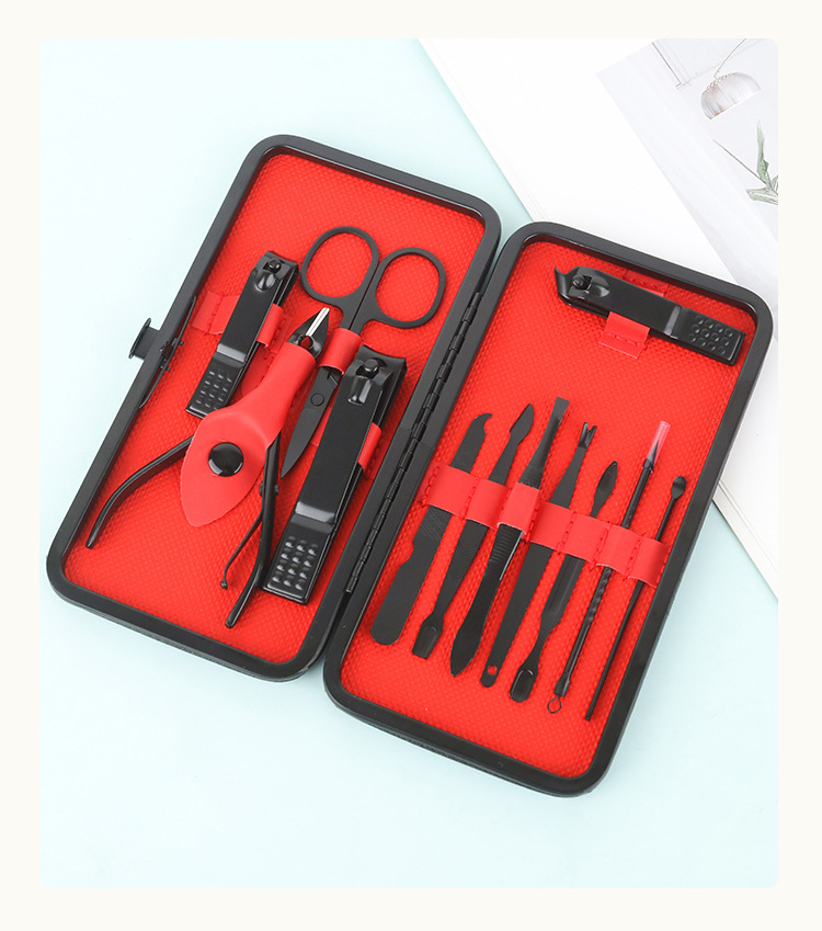 Cross-border black and red 18-piece set of nail clippers, decoration nails, nail clippers set, beauty and nail tools, complete set of nail clippers pic 11