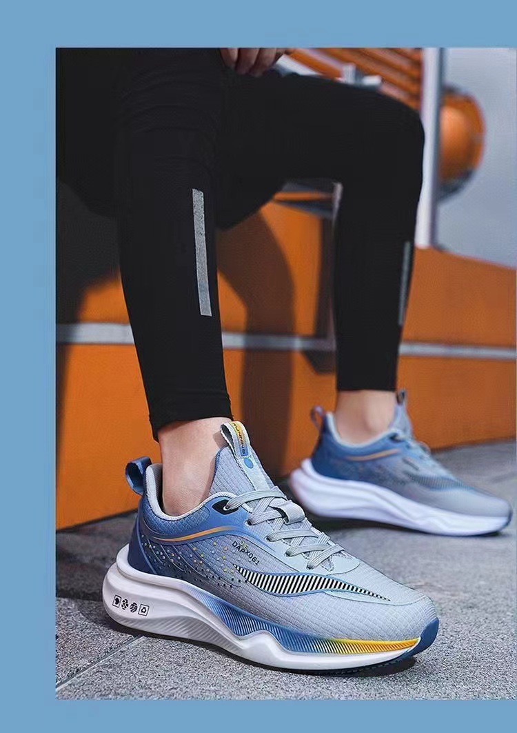 运动鞋男夏季新款网面透气高级休闲单鞋前系带低帮学生撞色跑步鞋详情8