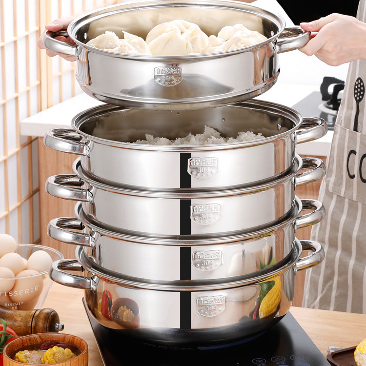 Stainless steel steamer, thickened 28CM, double-ear soup steamer, direct supply from the manufacturer, double-layer soup steamer, household gift pot pic 28
