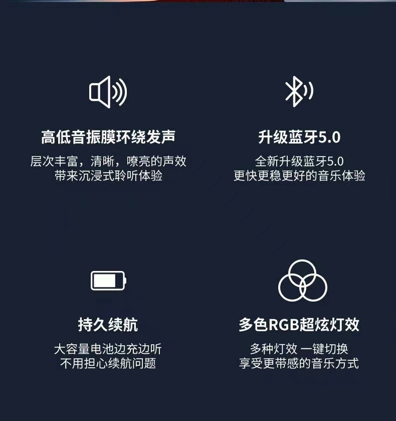 无线蓝牙音箱蓝牙低音炮户外便携式大音量车载家用桌面迷你音响详情6