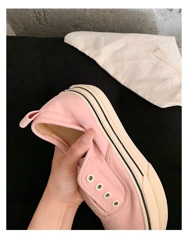 苏茵茵同款7cm厚底小白鞋帆布鞋女2025新款夏休闲鞋一脚蹬德训鞋详情9
