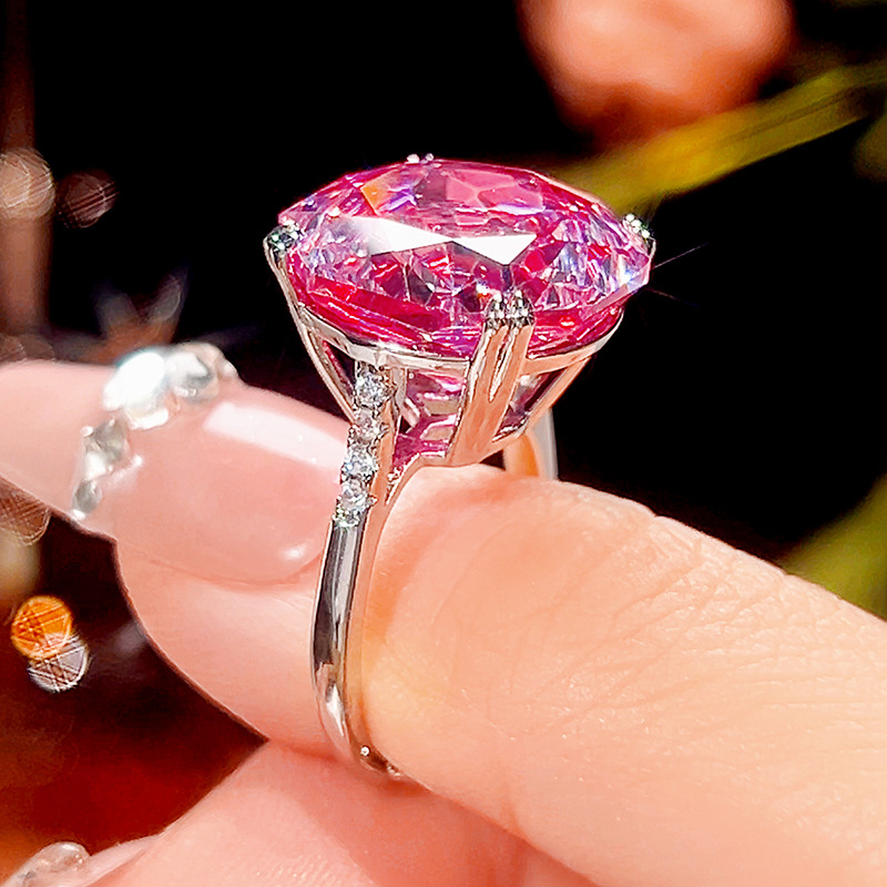 2025新款庄生生珠宝铜底镀金仿真玫瑰切海蓝简约戒指主石16mm详情9