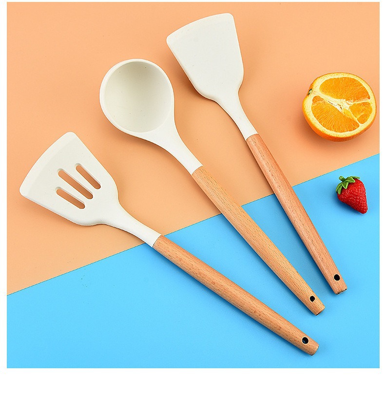 硅胶锅铲三件套不粘锅专用炒菜铲子食品级硅胶汤勺煎铲厨具套装详情14