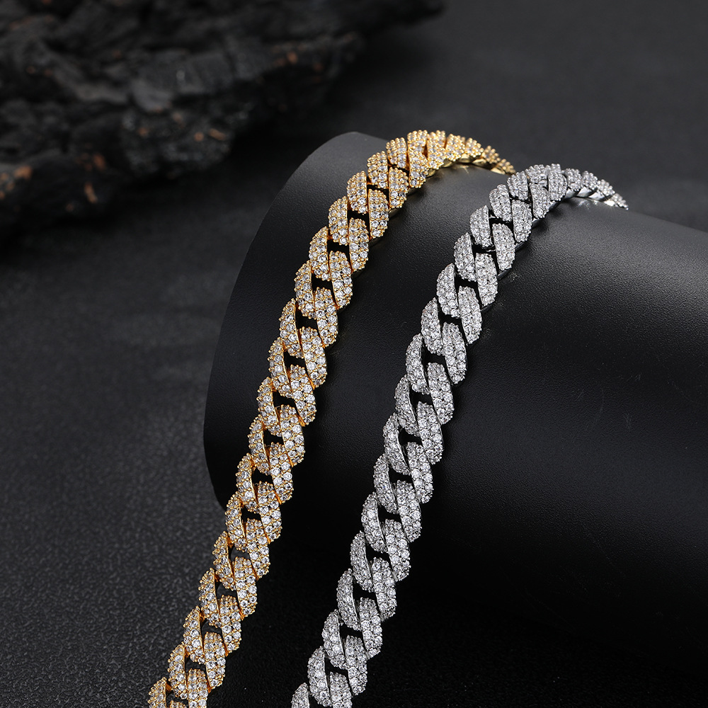 10mm双排锆石泡泡古巴链男士项链个性嘻哈潮酷小众设计感项链饰品详情1